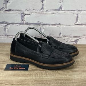 Clarks Glick Avalee Black Leather Slip On Loafers sz 8.5